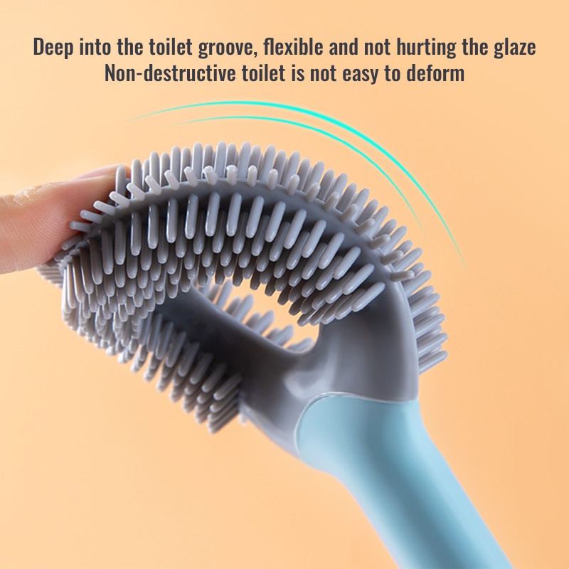 Bộ Cọ Chà Toilet Bằng Silicon Mềm Kèm Giá Đỡ Gắn Tường Tiện Dụng