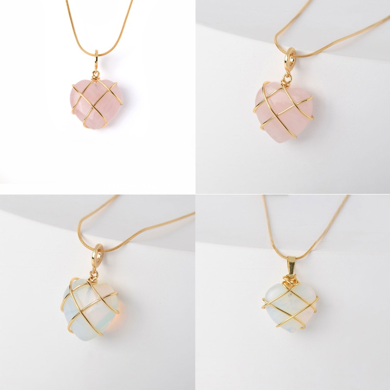 Set 2 Vòng cổ Mặt Trái Tim Đính Đá Dễ Thương