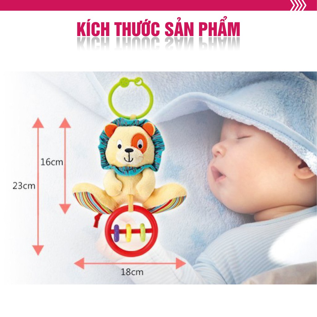 Đồ chơi thú bông xúc xắc treo cũi sư tử Winfun 0118 - đồ chơi kích thích thị giác, tư duy màu sắc cho trẻ sơ sinh