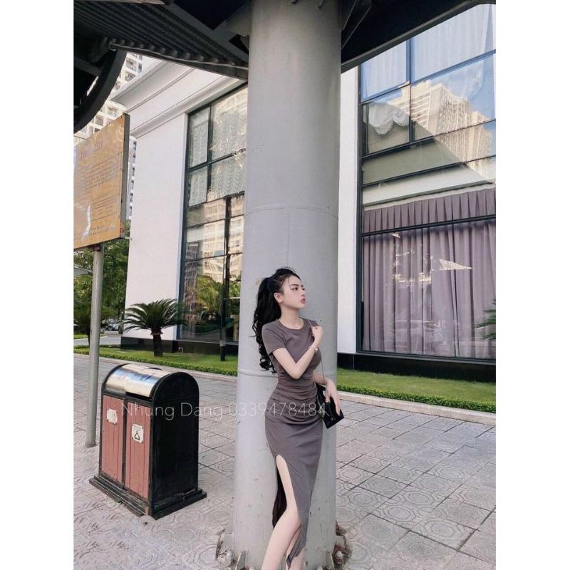 Đầm Thun Borip Ôm Body Tay Ngắn Dáng Dài Maxi Xẻ Tà Siêu Sexy | BigBuy360 - bigbuy360.vn