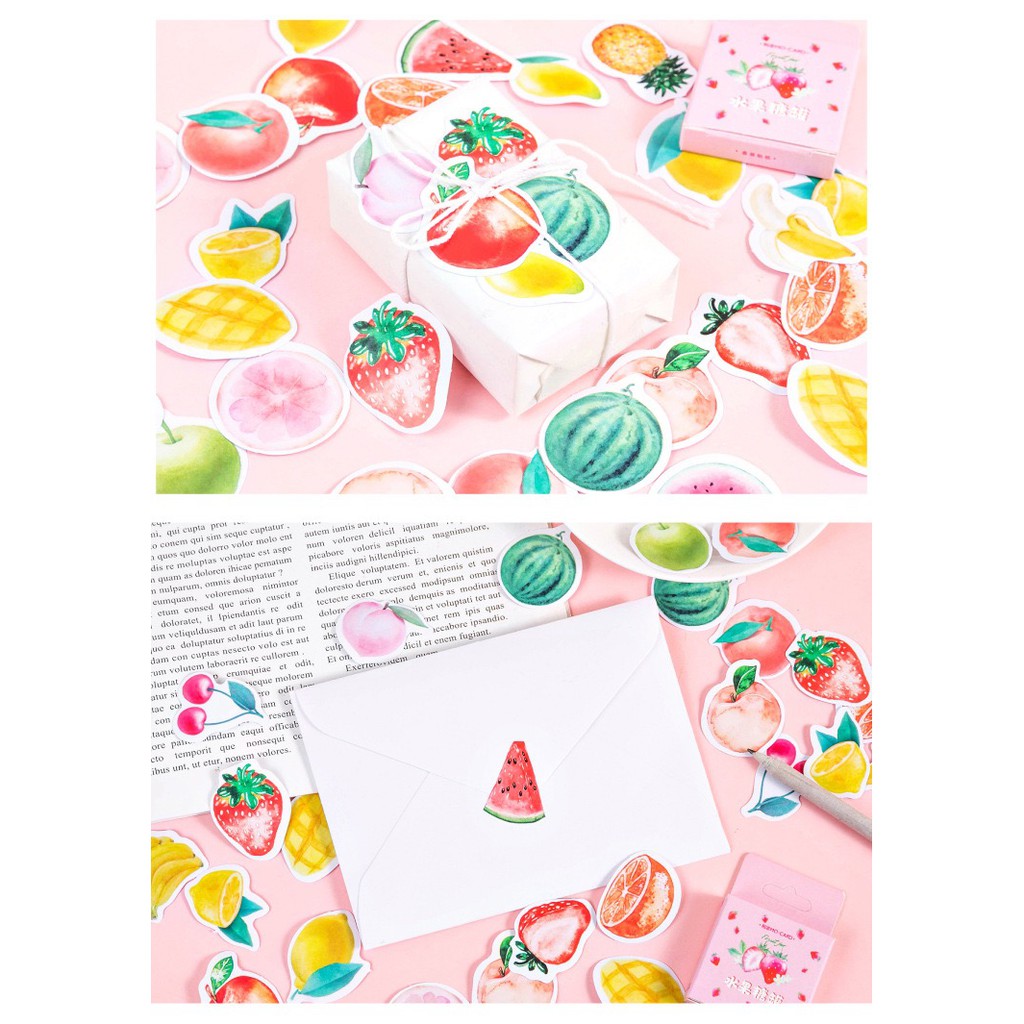 Bộ sticker/ Hình dán Họa Tiết Hình Trái Cây (46 Hình)
