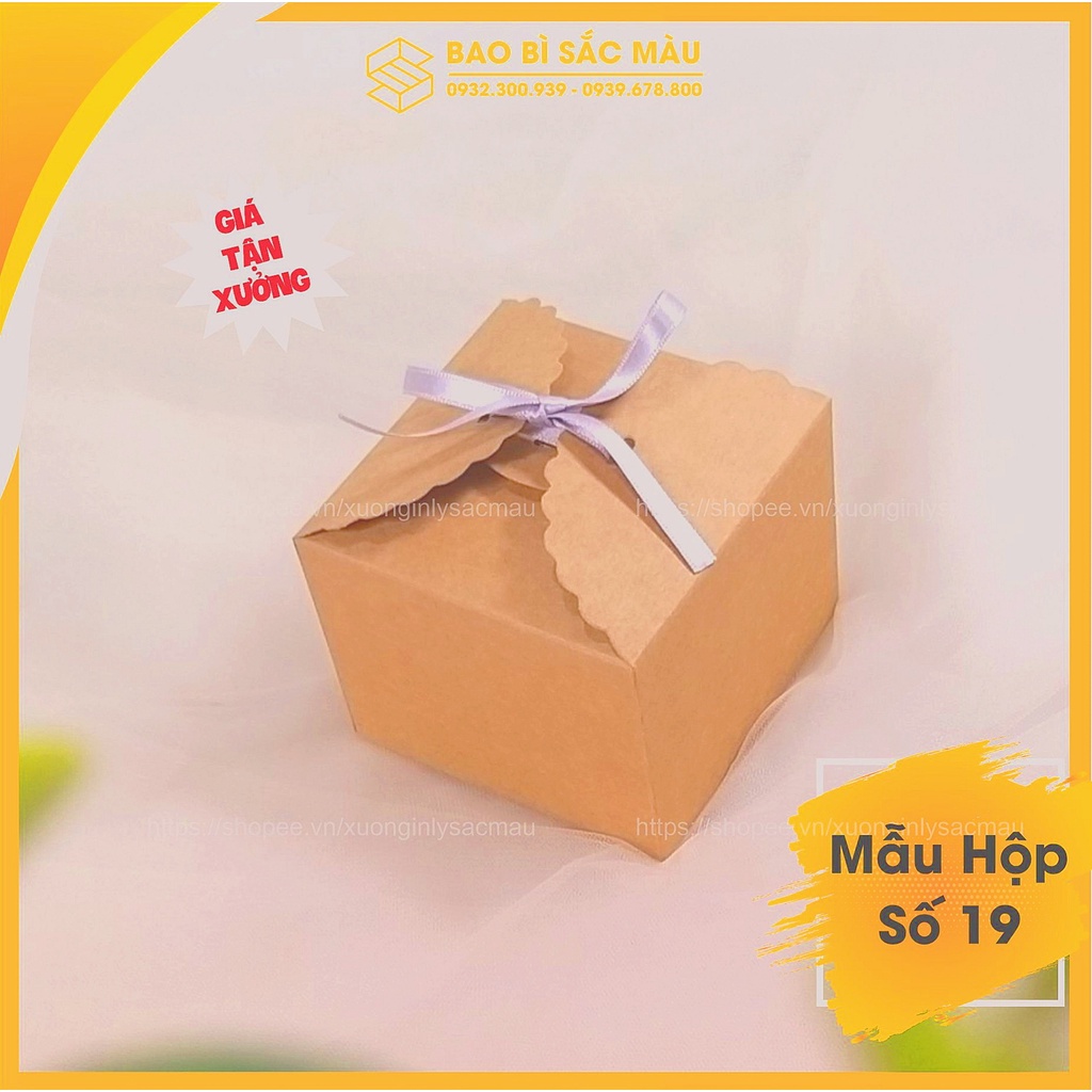 5 Hộp quà sinh nhật, quà tặng Valentine, các dịp lễ... bằng giấy kraft kèm dây ruy băng thắc nơ ( Hộp 19)