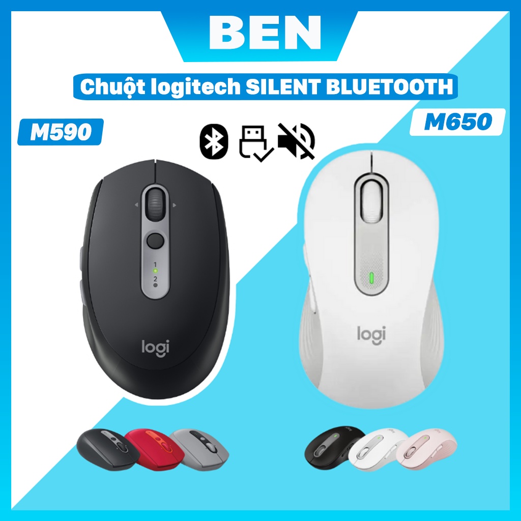 Mã 33ELSALE hoàn 7% xu đơn 300k Chuột Bluetooth Logitech M590 chuột không