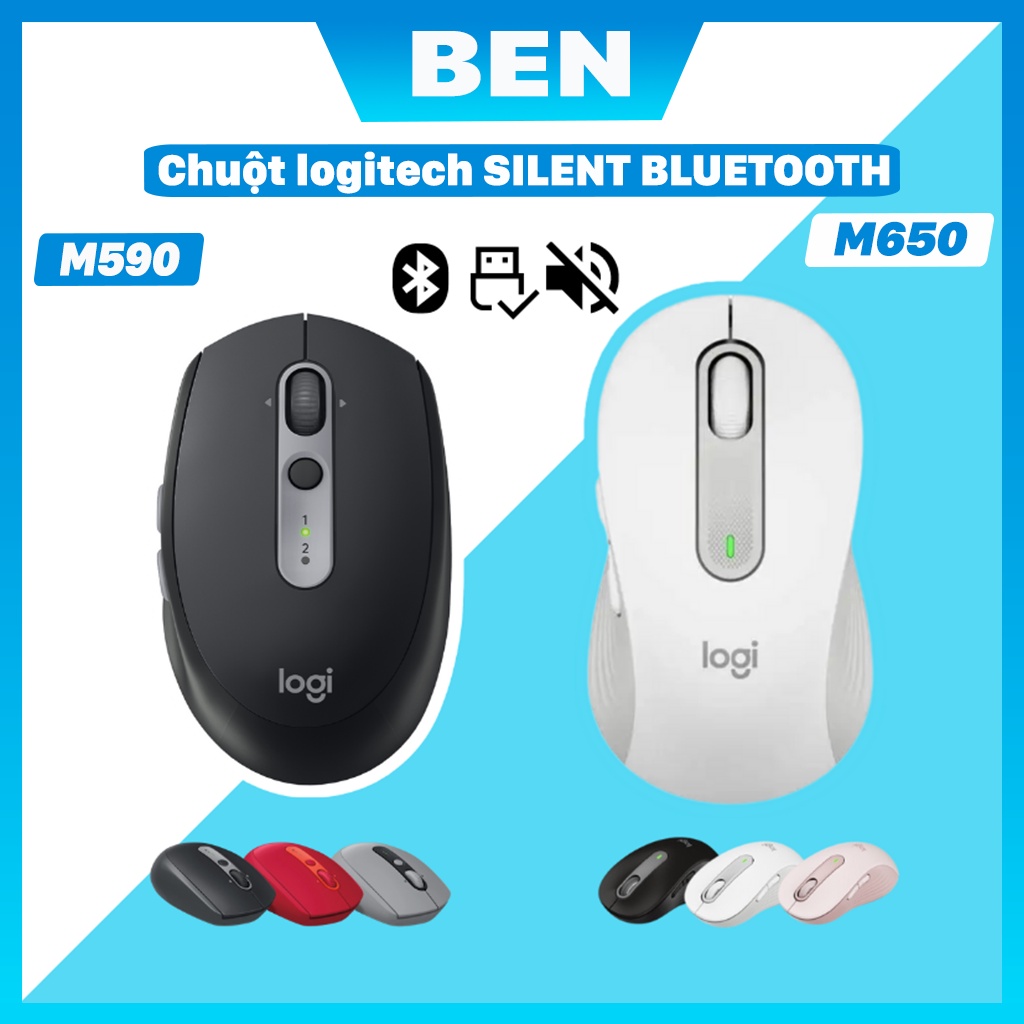 Chuột Bluetooth Logitech M590 chuột không dây máy tính Laptop BH 12T