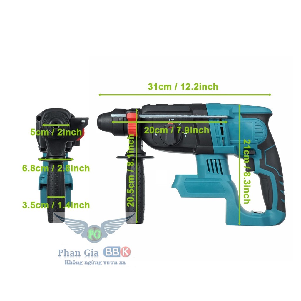 Thân máy khoan đục bê tông dùng pin 3 chức năng 188V BOSH