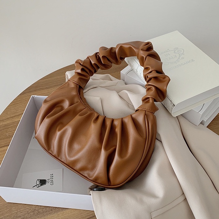 Túi Xách Nữ Ulzzang Vintage, Túi Kẹp Nách Trơn Màu Pastel Da Mềm Quai Nhúm, Hàn Quốc - Iclassy_shoes