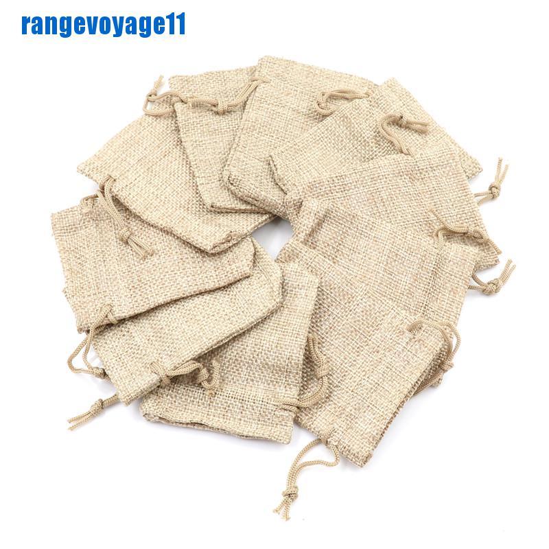 Set 10 Túi Dây Rút Vải Lanh Nhỏ Xinh Đựng Quà Cưới Tiện Dụng