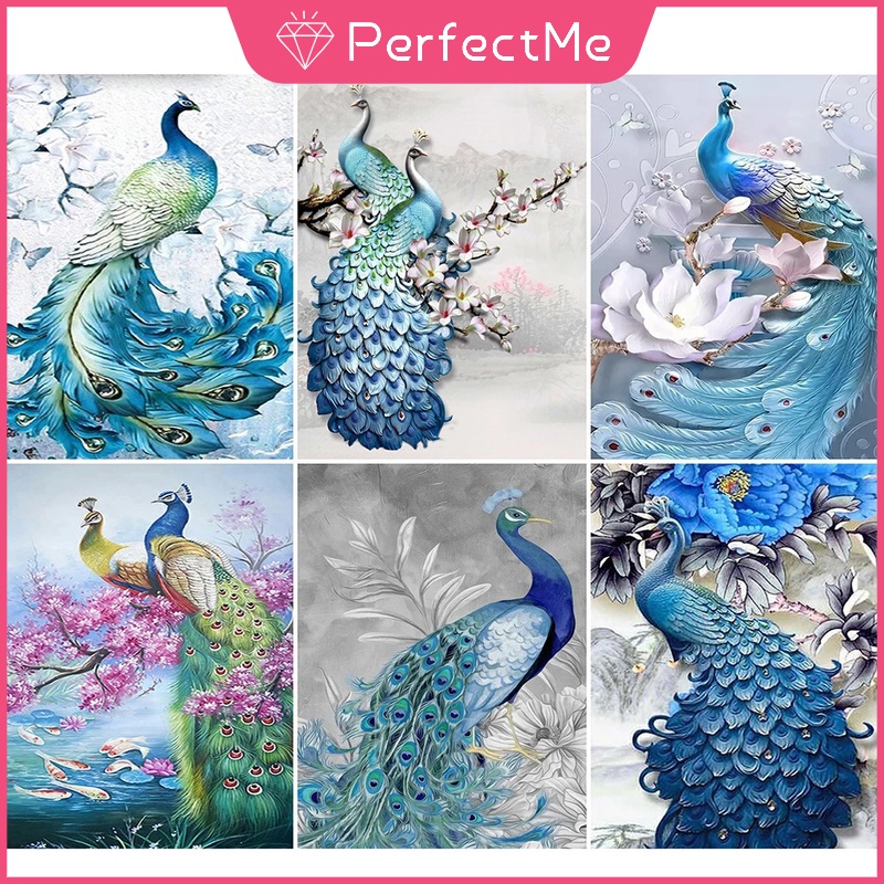 Bộ Tranh Đính Đá 5D Tự Làm Hình Chim Công 60x80cm