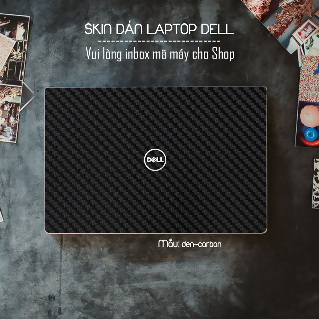 Skin dán Laptop Dell màu Chrome đen carbon (inbox mã máy cho Shop)