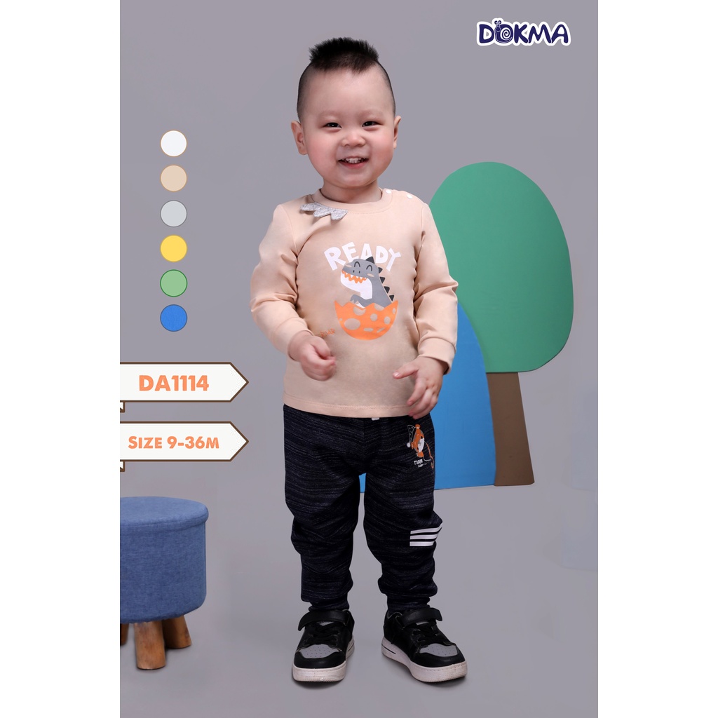 DA1114 Áo dài tay bé trai Dokma vải cotton mỏng (9-36M)
