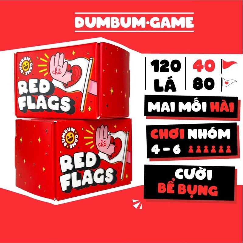Bộ Bài Red Flags DumBum board game mai mối hấp dẫn hài hước chơi nhóm cùng bạn bè 120 lá