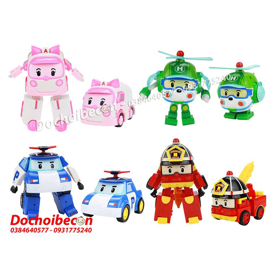 Poli - Policar - Bộ 4 xe biến hình Robocar Poli 83168-4: Loại 1: Nhựa đẹp
