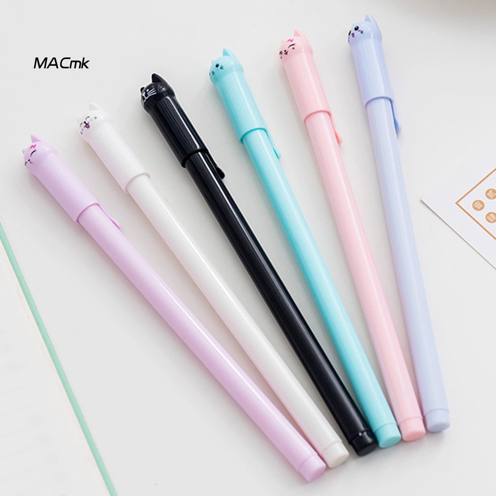 Set 6 Bút Mực Nước Ngòi 0.5mm Tạo Hình Mèo Dễ Thương