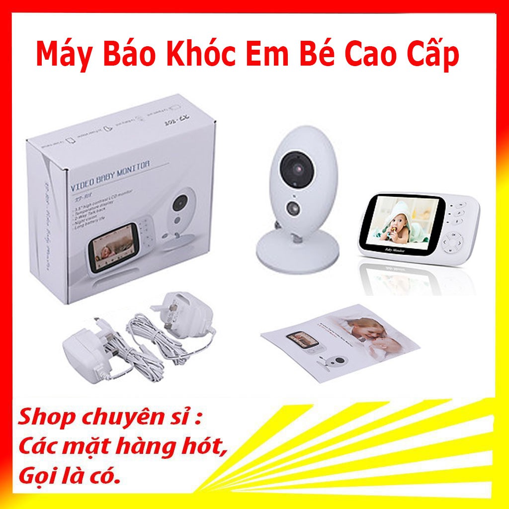 Máy báo khóc em bé màn hình 3.5inch cảm biến hồng ngoại cao cấp ( Ghi âm 2 chiều, phát hạc, đo nhiệt độ)