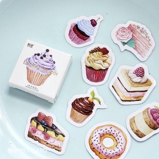 Hộp 45 Miếng Dán Sticker Bánh Cupcake Trang Trí Sổ