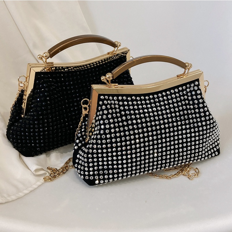 Túi Đeo JASMIN NOIR Chéo Nắp Gập Đính Kim Cương Giả Thời Trang Dành Cho Nữ