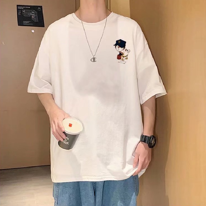 Áo Thun Tay Ngắn Dáng Rộng In Họa Tiết Hoạt Hình Phong Cách Hàn Quốc Thời Trang Mùa Hè Cho Nam Và Nữ Size M-8XL