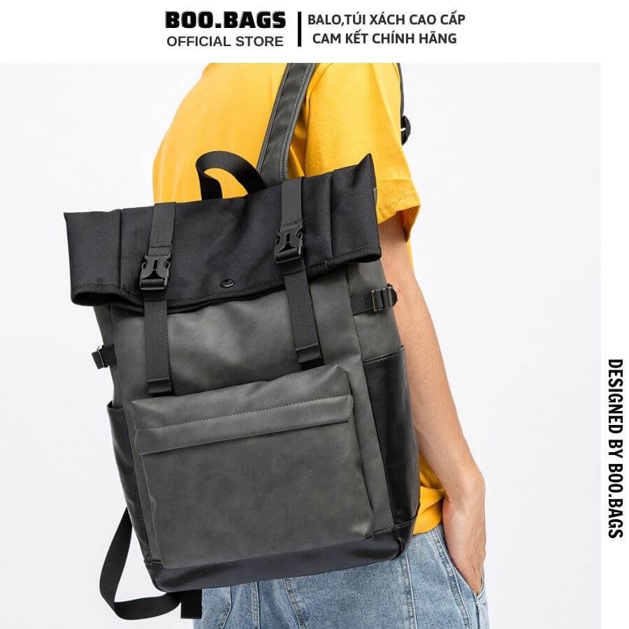 Balo Da Nam - Nữ Đi Học Đi Phượt Nắp Gập Hàn Quốc Chống Nước Laptop 15.6IN Boo-008 Boobags