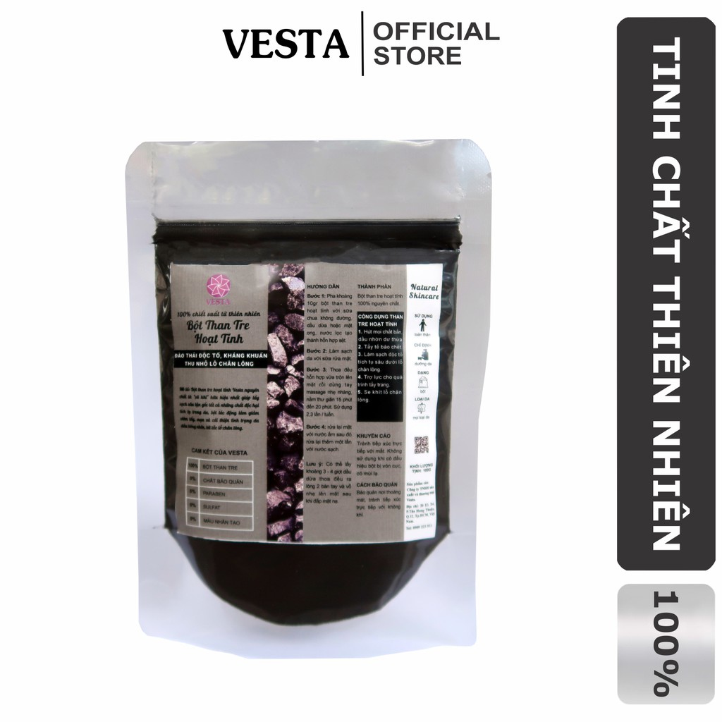 Bột Than Tre Hoạt Tính Nguyên Chất Vesta 100gr | BigBuy360 - bigbuy360.vn