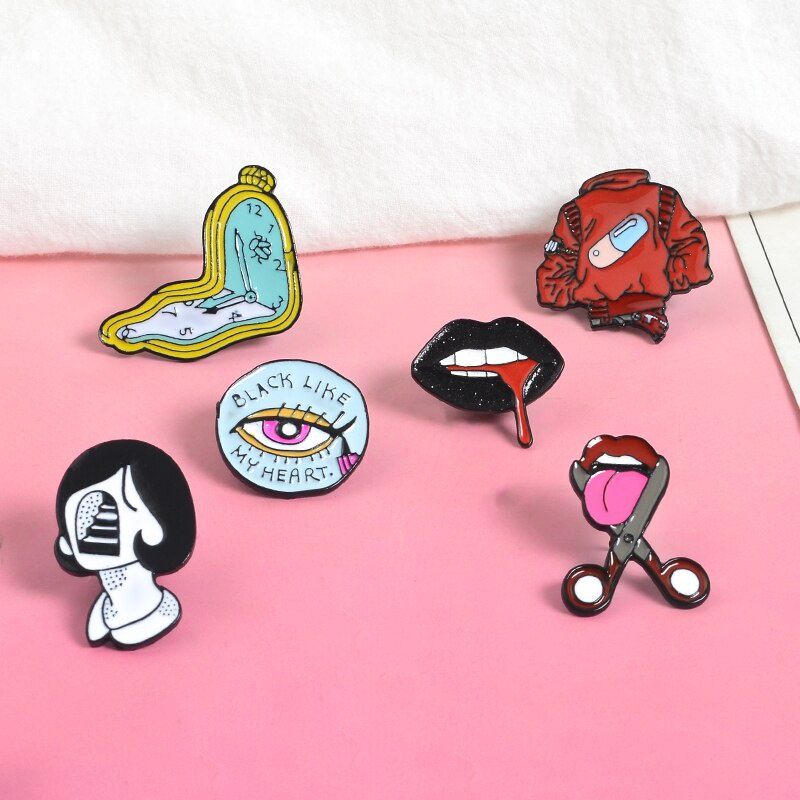 Huy hiệu cài áo bằng da hình cô gái 6 phong cách