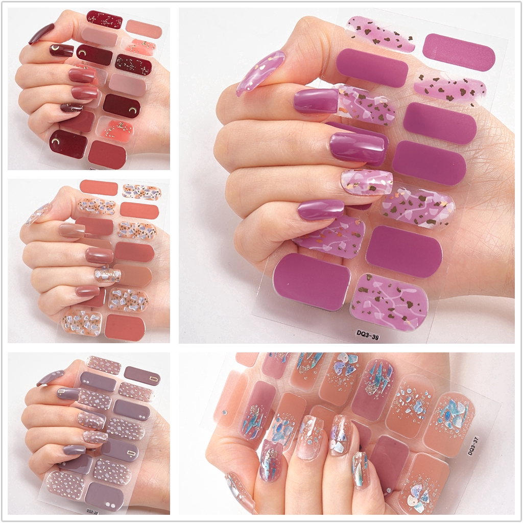 Bộ 14 Tấm Hình Dán 3d Trang Trí Móng Tay