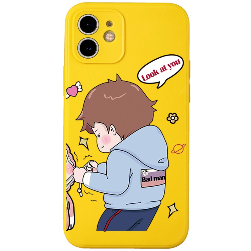 Ốp lưng JURSUE mềm hoạt hình cặp đôi dễ thương đẹp cho iPhone 13 12 11 Pro Max SE 2020 X XR XS ip 8 7 6 6S Plus kute Y5