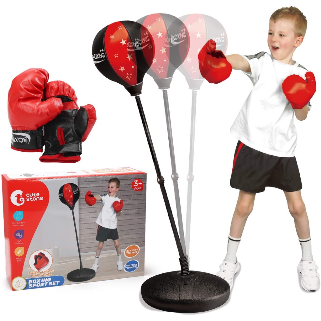 𝑩𝒐̣̂ Đ𝒐̂̀ 𝑪𝒉𝒐̛𝒊 Đ𝒂̂́𝒎 𝑩𝒐̂́𝒄 Cho Bé Boxing Set (có găng tay, trụ đỡ, giá đỡ)