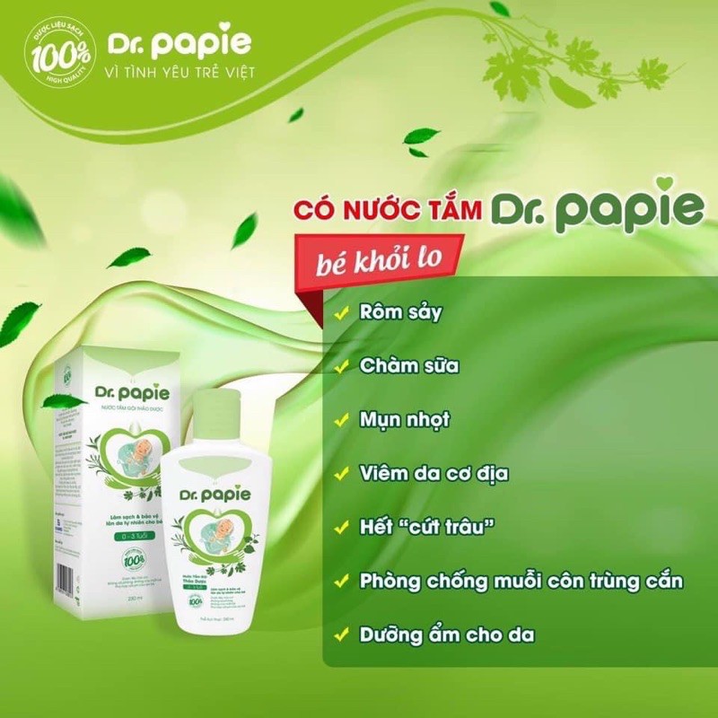 Nước Tắm Gội Thảo Dược Cho Bé. Dr Papie Bảo Vệ Làn Da Cho Bé Từ Sơ Sinh