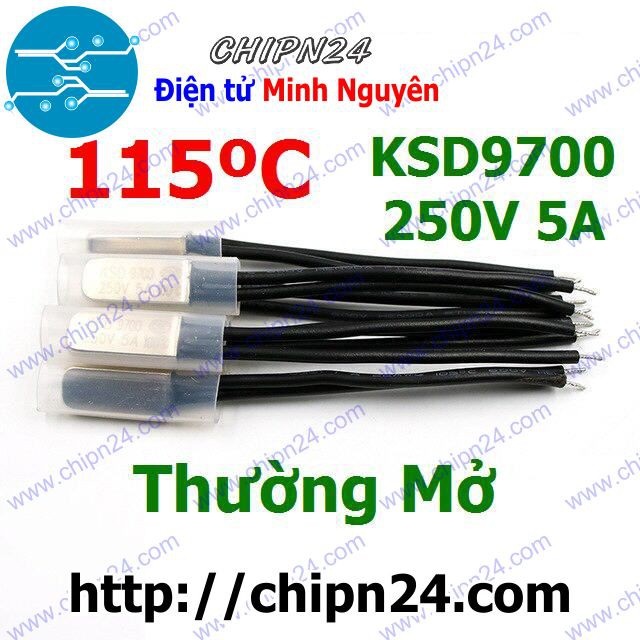 [1 CÁI] Cầu Chì Nhiệt KSD9700 Thường Mở 115 Độ 5A 250VAC