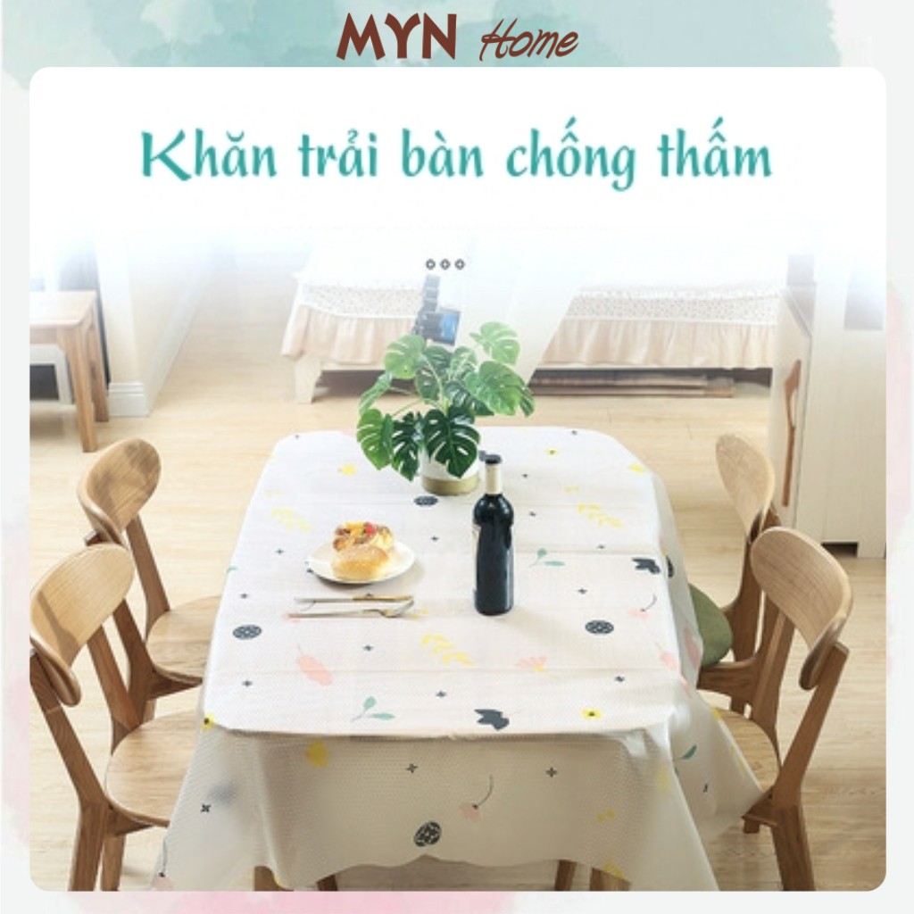 Khăn trải bàn nhựa PVC chống thấm nước họa tiết vintage xinh xắn MYN Home