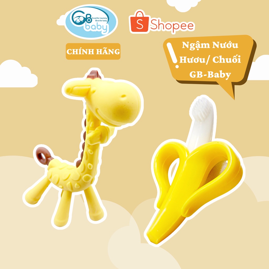 Ngậm nướu Silicon cho bé GB-Baby hình hươu và chuối an toàn cho nướu lợi của bé