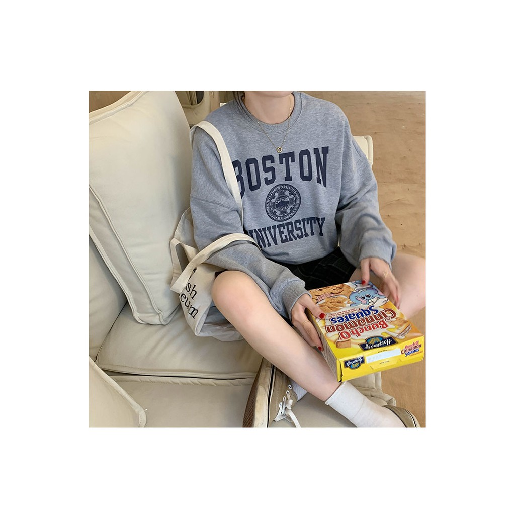 Áo Sweater Nam Nữ Boston - Áo Thu Đông Chất Nỉ Ngoại Mềm Mịn Màu Xám Unisex Mã 488 UNI STORE