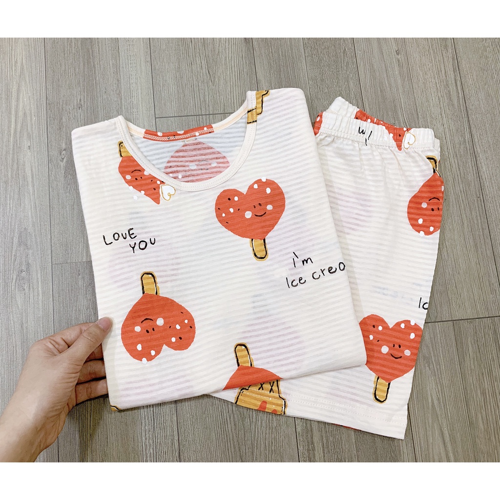 Bộ thun ngắn bé gái Bigbaby, chất thun mềm thoáng mát xuất xuất Hàn uni friend/moimoi cho bé 11-40KG