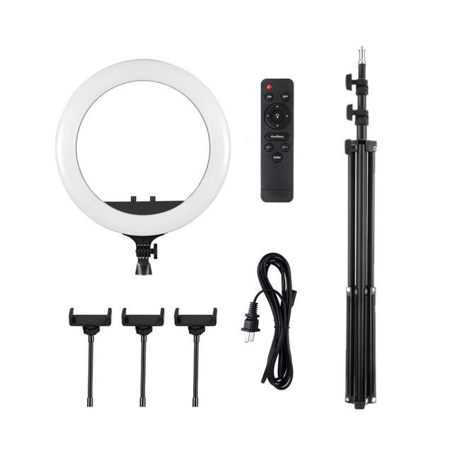 Đèn Livestream loại to 54 cm kẹp 3 điện thoại -hỗ trợ bán hàng Online Decor Trang Trí Làm Nail Makeup Quay phim Chụp Ảnh