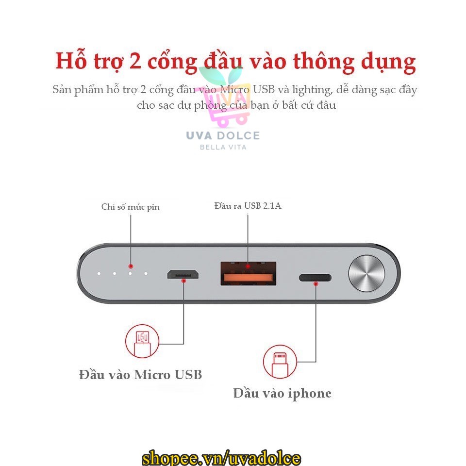 Sạc Dự Phòng 10000mAh Yoobao A1 Siêu Mỏng Chính Hãng [Pin Siêu Trâu] Free Ship