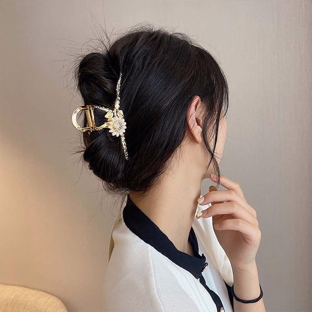 Kẹp Tóc Kim Loại Hình Hoa Hướng Dương Đính Kim Cương Giả Thanh Lịch Cho Nữ BERNARDO|Phong Cách Hàn Quốc