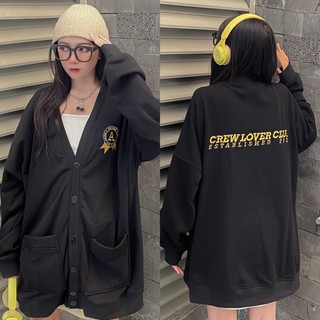 Áo Khoác Nỉ Bông Cardigan LOGO A Tay Dài Form Rộng Ulzzang