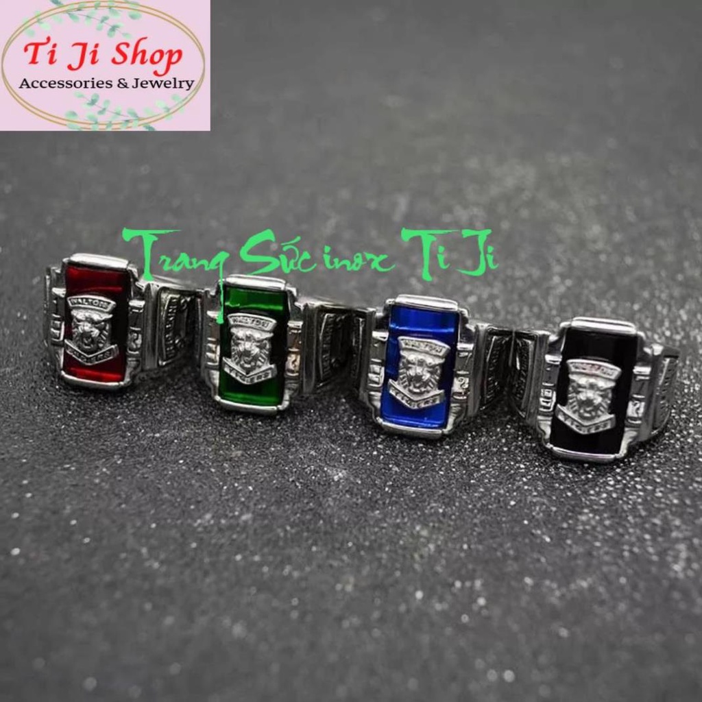 NHẪN NAM INOX SƯ TỬ 1973 ĐÁ XANH NƯỚC BIỂN siêu đẹp