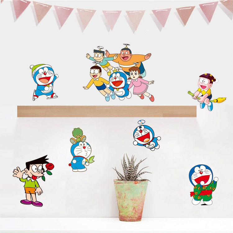Miếng dán họa tiết Doremon dễ thương trang trí phòng cho bé