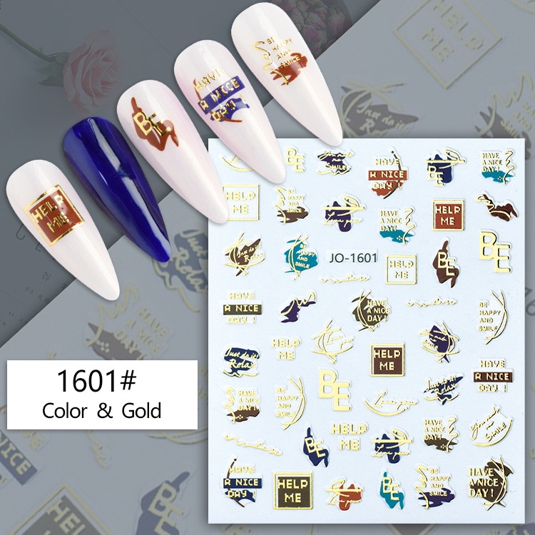 Set 2022 Miếng Dán Trang Trí Móng Tay Họa Tiết Chiếc Lá/ Hình Học Màu Tương Phản Phong Cách Hawaii Thời Trang