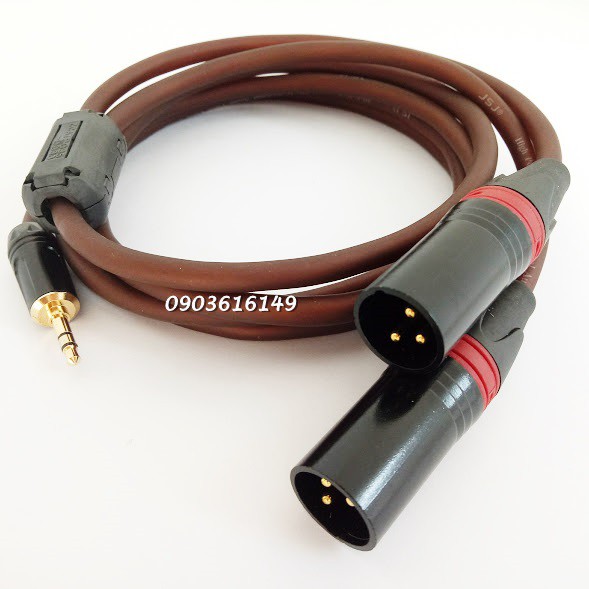 Dây chuyển 3.5 sang 2 đầu Canon đực (XLR) dài 1.5m