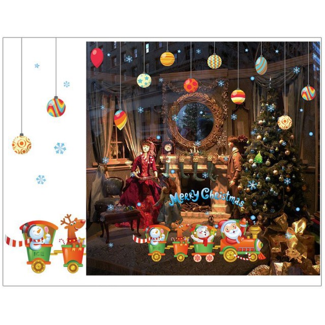Decal dán tường Noel - Đoàn Tàu mini sắc màu lễ