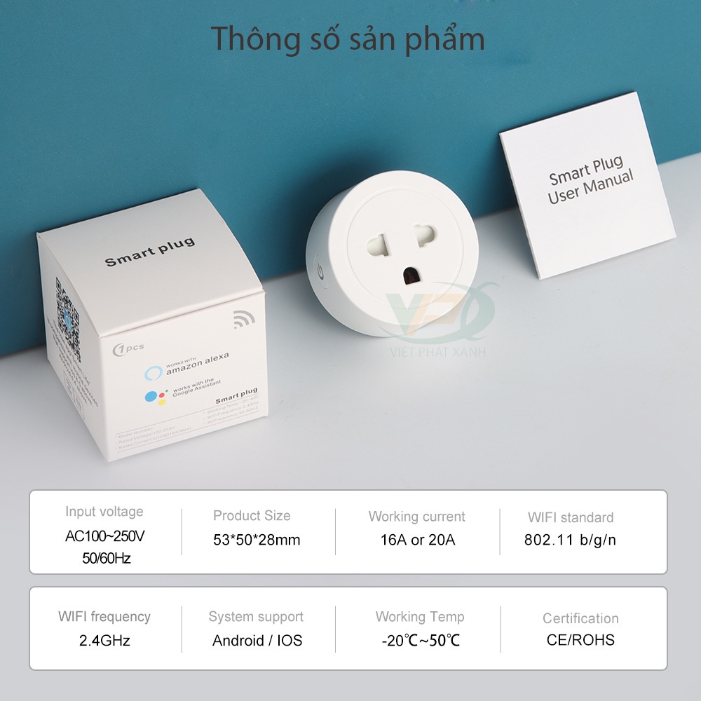 Ổ cắm thông minh wifi Tuya Smartliffe 10A/16A/ đo công suất