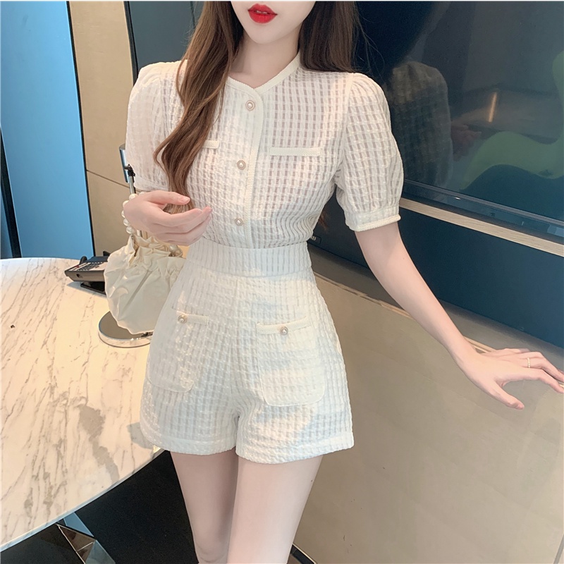 Set Đồ Nữ Áo Kèm Quần Đùi Ống Rộng Cạp Cao Thời Trang Nữ