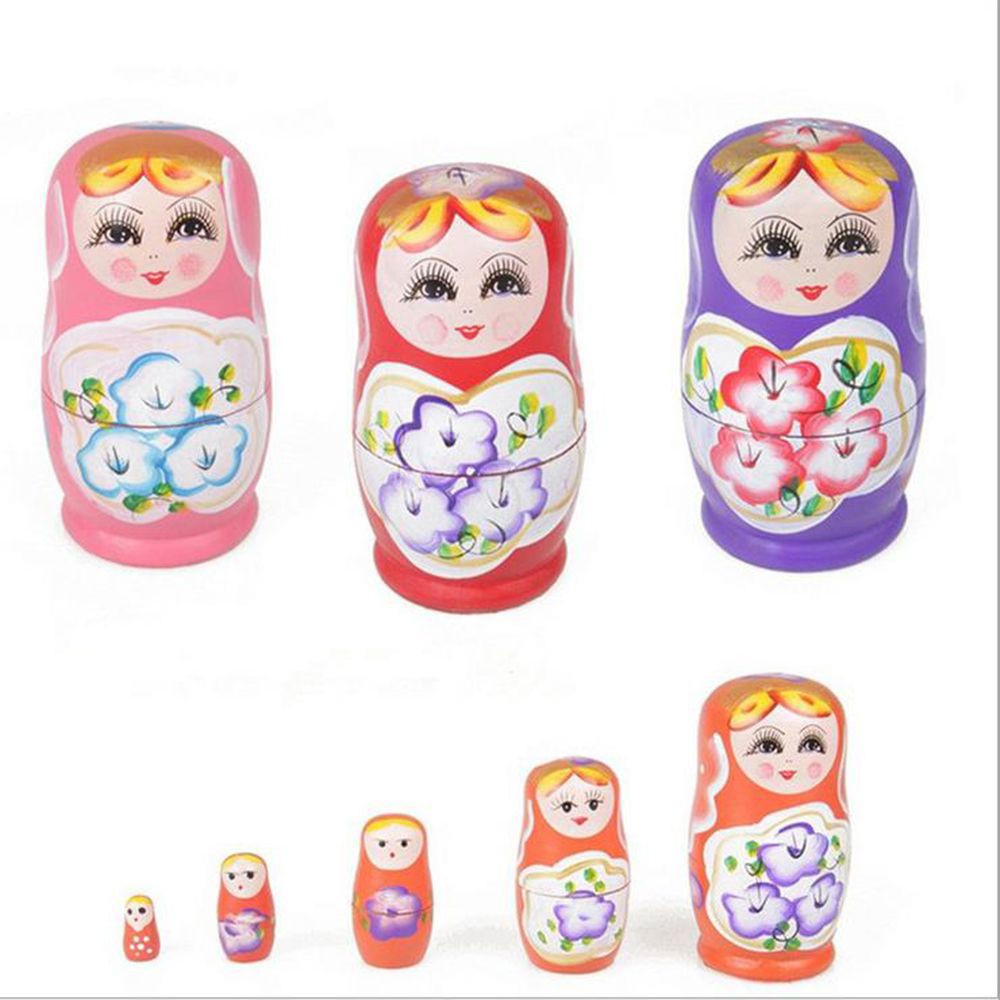 Set 5 mô hình đồ chơi búp bê Nga Matryoshka bằng gỗ từ nhỏ đến lớn có thể lồng vào nhau