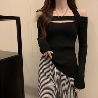 Áo kiểu dài tay nữ hở vai vạt xéo ôm body trễ vai tôn dáng phong cách hàn quốc SIB078