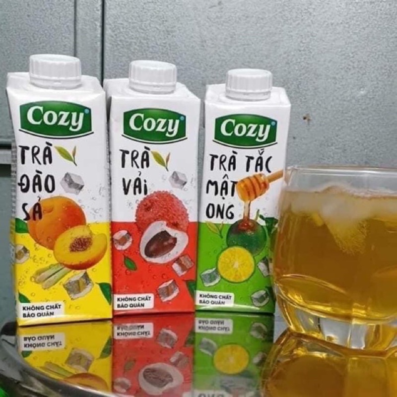 Lẻ 1 Hộp Trà Hoa Quả Cozy 225ml Các vị Đào Sả/Vải/Tắc Mật ong- Trà Hoa quả uống liền