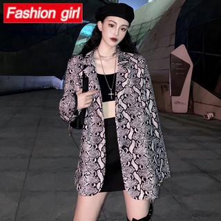 Áo Khoác Ngoài Họa Tiết Da Rắn Dáng Rộng Phong Cách Harajuku Hàn Quốc Thời Trang Mới