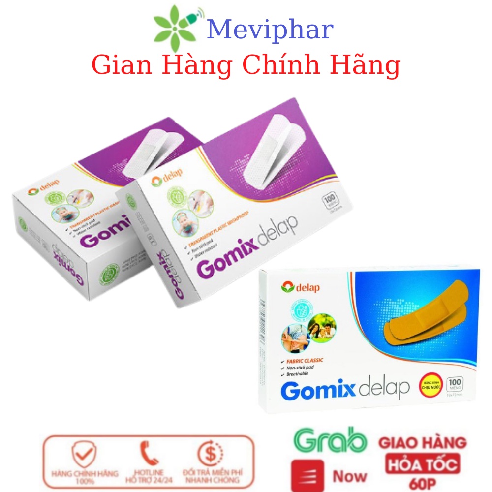 MIẾNG DÁN VẾT THƯƠNG CHỐNG NƯỚC GOMIX DELAP HỘP 100 MIẾNG