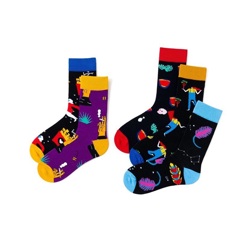 Tất cổ cao - Vớ mix màu - Mix match socks
